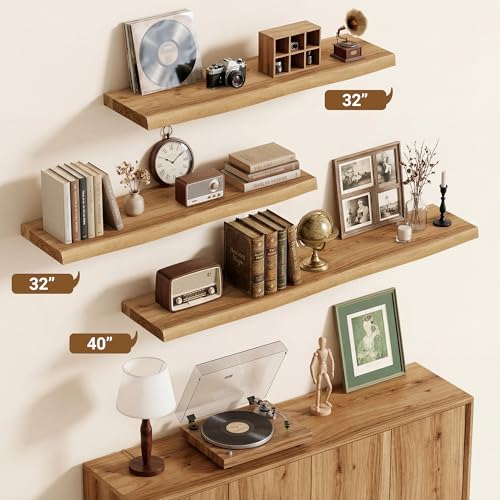 Wood Floating Shelves Live Edge 24” Set of 2 (2 Count)