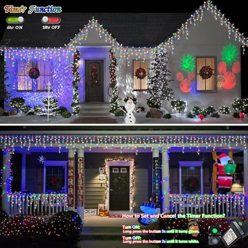 Multicolor Icicle Lights for Outside (33 Foot)