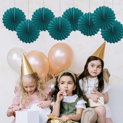 Green Birthday Decorations Dark Green Paper Fans Set Hanging Decor 12in (30 Count)