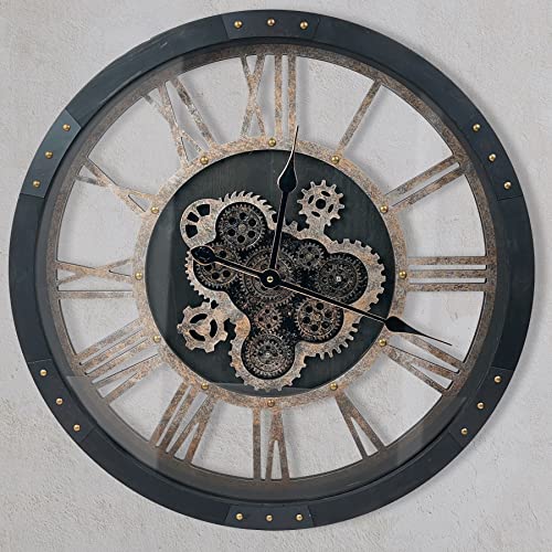 24" Large Wall Clock with Moving Gears