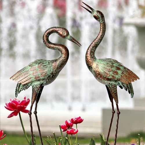 Metal Heron Garden Statue Life