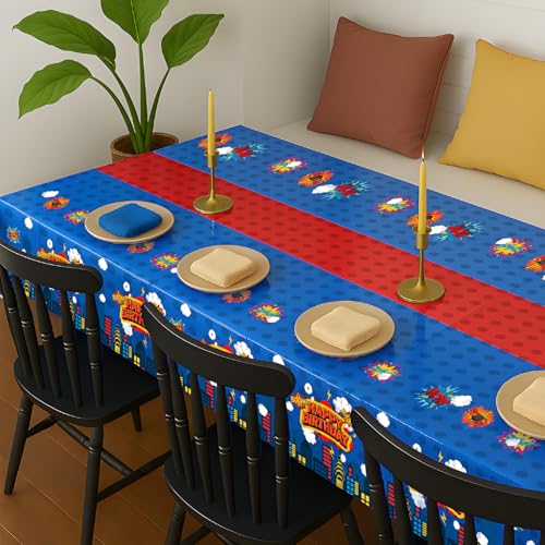 8Pcs 2in1 Superhero Birthday Party Tablecloths Decorations (8 Count)