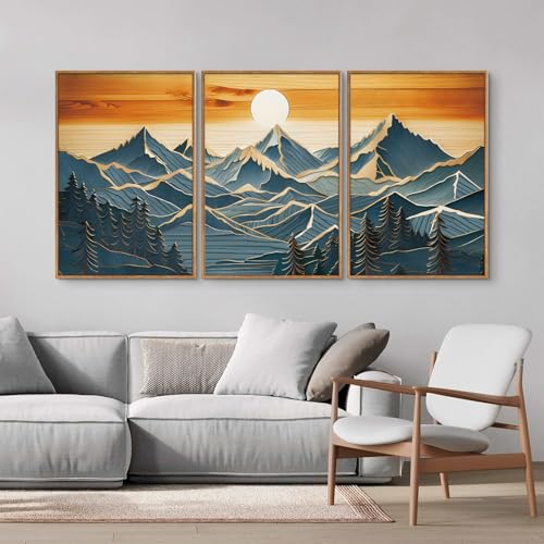 Large Mountains Framed Canvas Wall Art Set of 3 (3 Count)