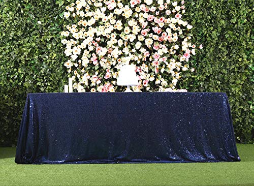 Sequin Tablecloth 90x156 Inch Navy Blue for Wedding Party
