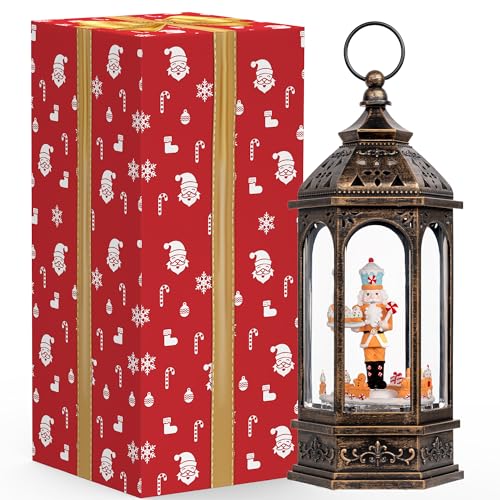 Animated Gingerbread Nutcracker with Moving Figurines Lighted Water Lantern