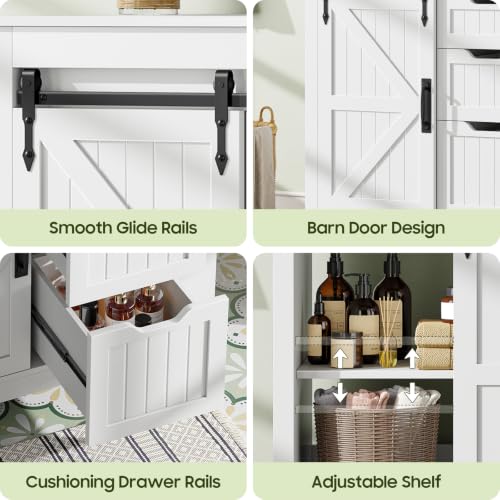 30" Farmhouse Bathroom Vanity with Ceramic Sink and 3 Drawers