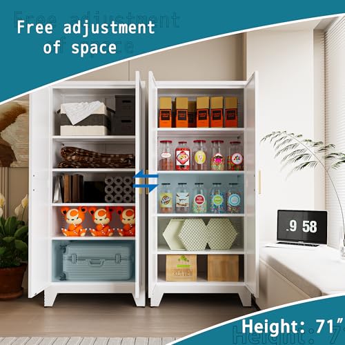 71'' Farmhouse Metal Storage Cabinet with Barn Doors