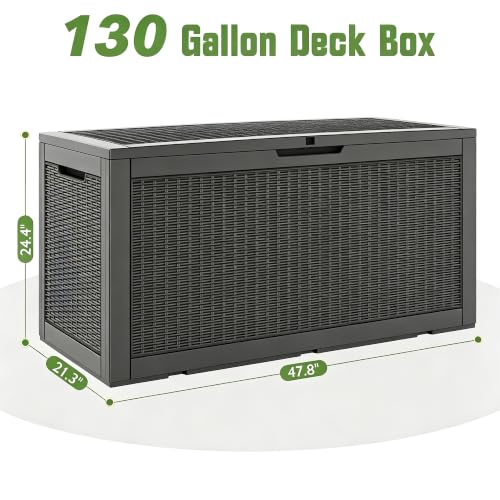 130 Gallon Waterproof Large Resin Deck Box
