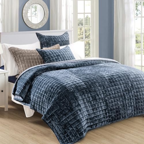 Channel Box Stitch Velvet Quilt Set