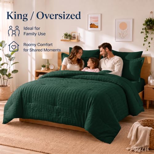 California King Comforter Set Emerald Green Seersucker Bed in a Bag