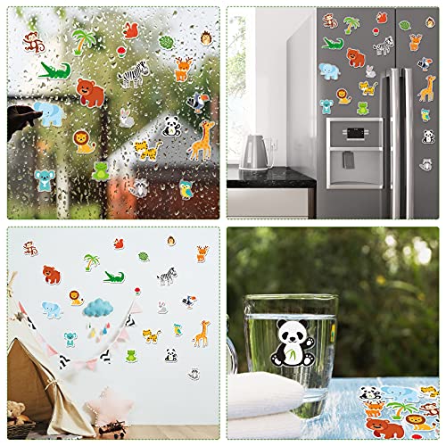 40 PCS Jungle animals Thick Gel Clings Winter Safari Window Gel Clings Decals Stickers for Kids Toddlers and Adults Home Airplane Classroom Nursery Winter Zoo Animals Party Supplies Decorations (40 Count)