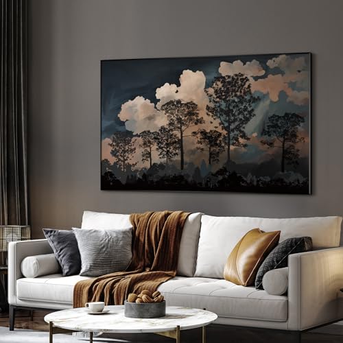 30"x60" Extra Large Framed Wall Art Silhouetted Trees at Dusk