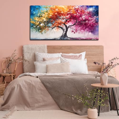Colorful Tree Canvas Wall Art for Living Room Bedroom Home Office Orange and Pink Tree Picture Modern Artwork Ready to Hang Size 30x60