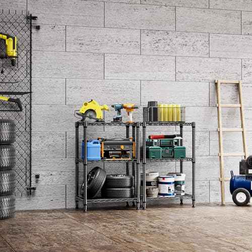 750 lbs 3 Tier Shelf Metal Storage Shelves Shelving Wire Rack Heavy Duty Closet Organizers for Garage Kitchen Bathroom Laundry Black 13.8" D x 23.6" W x 35.5" H