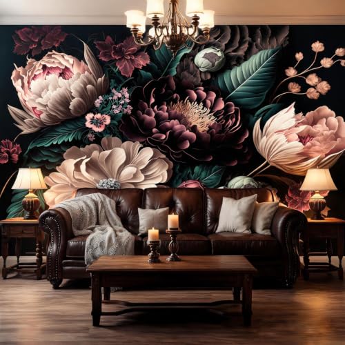 Vintage Dark Flower Peel and Stick Wallpaper Wall Mural
