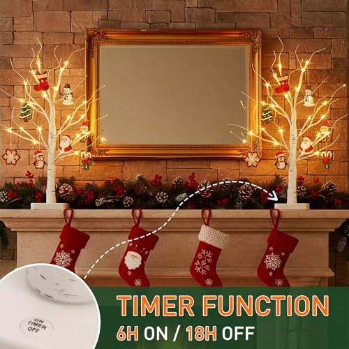 Lighted Birch Tree with Ornaments (2 Count)