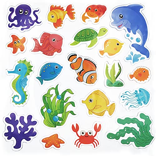20 PCS Sea Animals Thick Window Gel Clings for Kids Toddlers (100 Count)