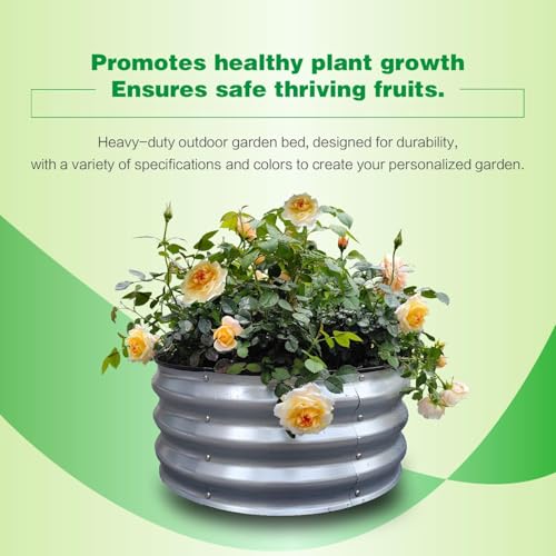 GARDMAX 2x2x1FT Galvanized Round Raised Garden Bed Kit
