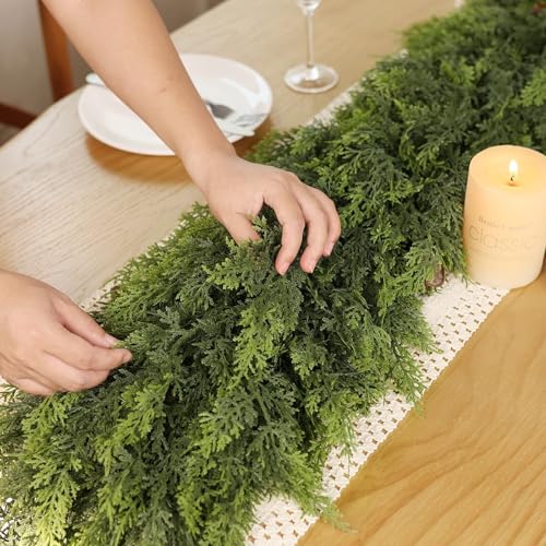 Lifelike Touch Artificial Christmas Cedar Garland for Mantle (6 Foot)