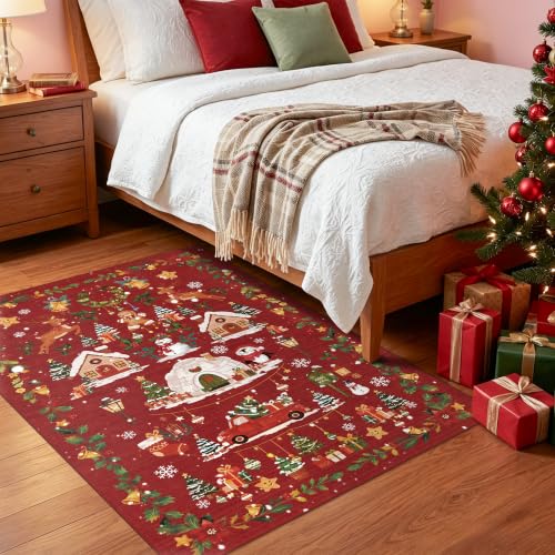 Washable Christmas Rug Runner 3x4
