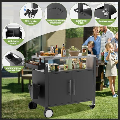 Two Doors Outdoor Grill Cart with Patio Furniture