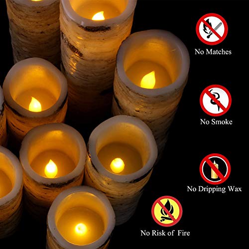 Flameless Flickering LED Candles with Birch Bark Effect (9 Count)