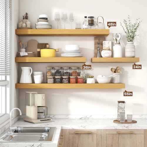 Floating Shelves 15.7" W x 10.3" D Oak Set of 2 (2 Count)