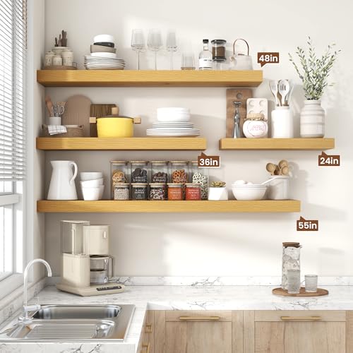 Floating Shelves 35.7" W x 10.3" D Oak Set of 1