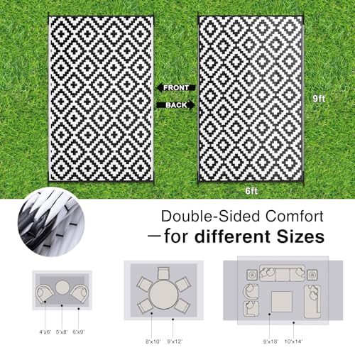 Outdoor Rug 6x9 ft Waterproof Reversible Mat