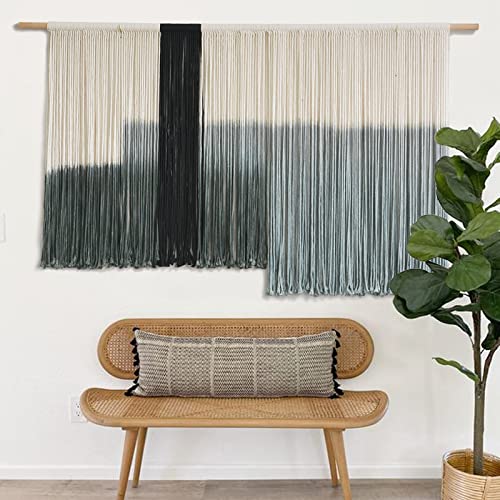 Macrame Wall Hanging Grey Dip Dye Large Boho Fiber Wall Art Decor 57"W*35"L