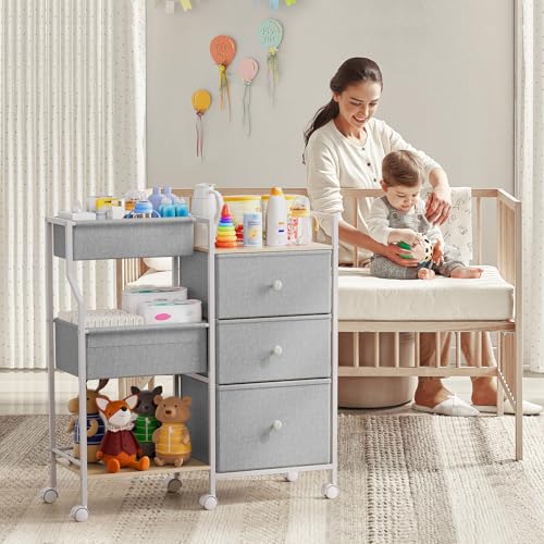 Baby Diaper Caddy Organizer Rolling Cart with Drawers