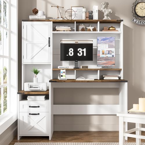 51" Executive Desk Farmhouse Home Office Desk with Charging Station