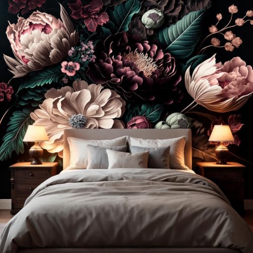 Vintage Dark Flower Peel and Stick Wallpaper Wall Mural