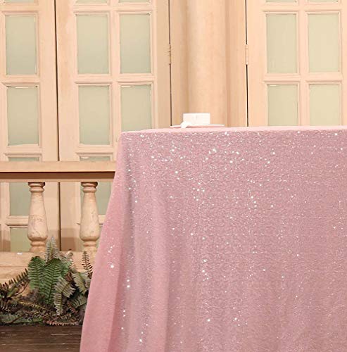 Sequin Tablecloth 90x132 Inch Pink for Birthday Wedding Party