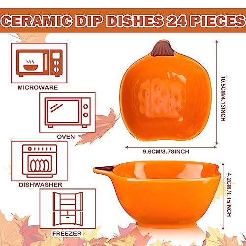 Fall Pumpkin Ramekins 6 oz Oven Safe Ceramic Bowls (24 Count)