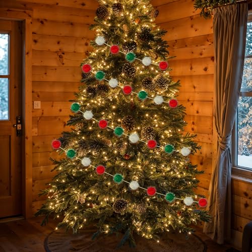 4 Pack 26.3 Feet Colorful Pom Pom Garland Decorations (26.24 Foot)