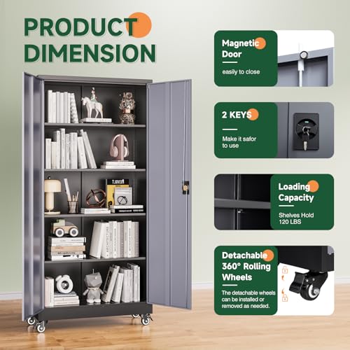 Metal Garage Storage Cabinets with Lock Door and Adjustable Shelves