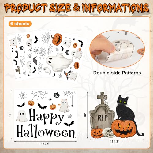 Vintage Halloween Window Clings 6 Sheets (6 Count)