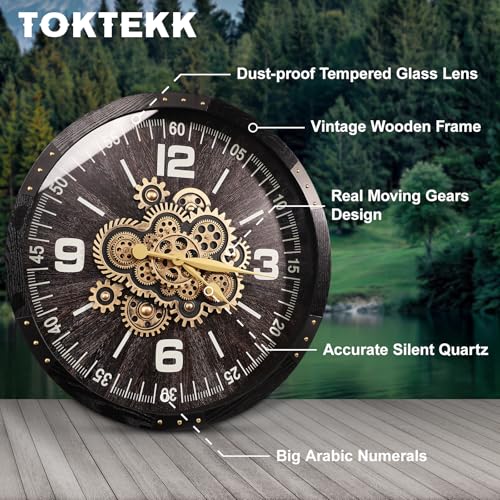 27 inch Large Real Moving Gears Wall Clocks for Living Room Decor