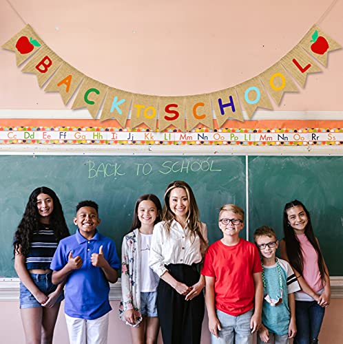 Back to School Burlap Banner First Day of School Bunting Banner Garland Classroom Home Party Decorations School Classroom Blackboard Hanging Decor Sign Schoolyard Party Supplies