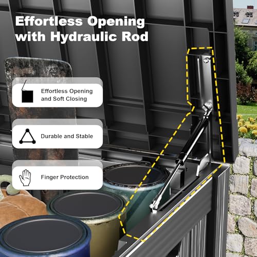 200 Gallon Deck Box Lockable Waterproof UV Resistant Black