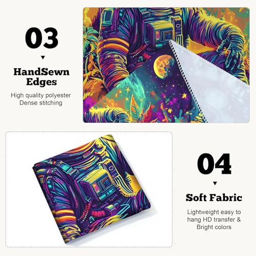 Blacklight Space Astronaut Tapestry UV Reactive Galaxy Planet Glow in Dark Tapestries Black Light Poster Neon Wall Hanging Art for bedroom Living Room