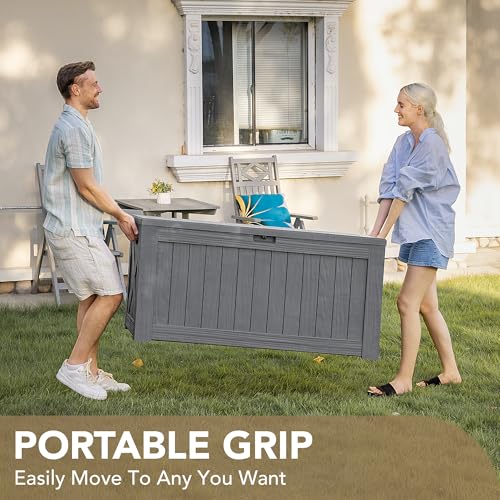 120 Gallon Deck Box Resin Outdoor Storage Box Waterproof