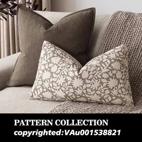 Set of 2 Decorative Neutral Floral Lumbar Throw Pillow Covers Accent Farmhouse Cushion Covers Boho Vintage Pillowcase for Couch Sofa Bedroom Living Room Home Decor (2 Count)