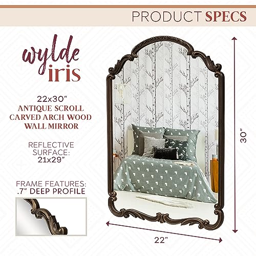 English Estate Carved Arch Wood Wall Mirror