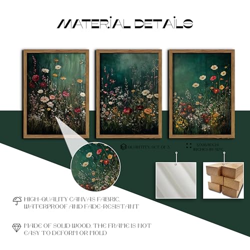 Vintage Wildflower Wall Art Set of 3 (3 Count)