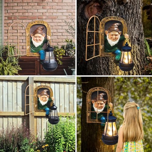 10'' Garden Gnome Statue with Solar Lights