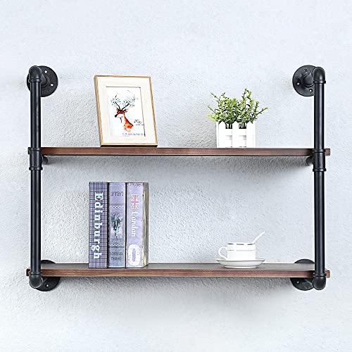 Industrial Pipe Shelves With Wood Planks