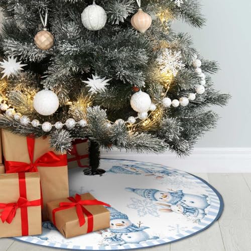 Blue Snowman Christmas Tree Skirt 36inch Snow Xmas Decorations