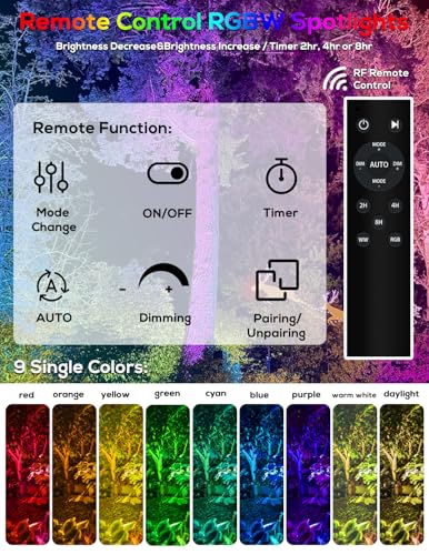 Solar Color Changing RGB Spotlights with Remote (8 Count)